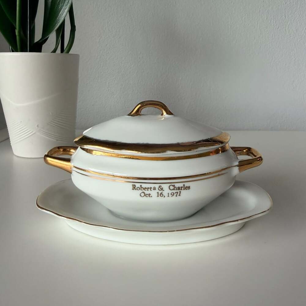 Empire Porcelain 2282 Mustard Bowl with Underplate and Lid Oct 16 1971